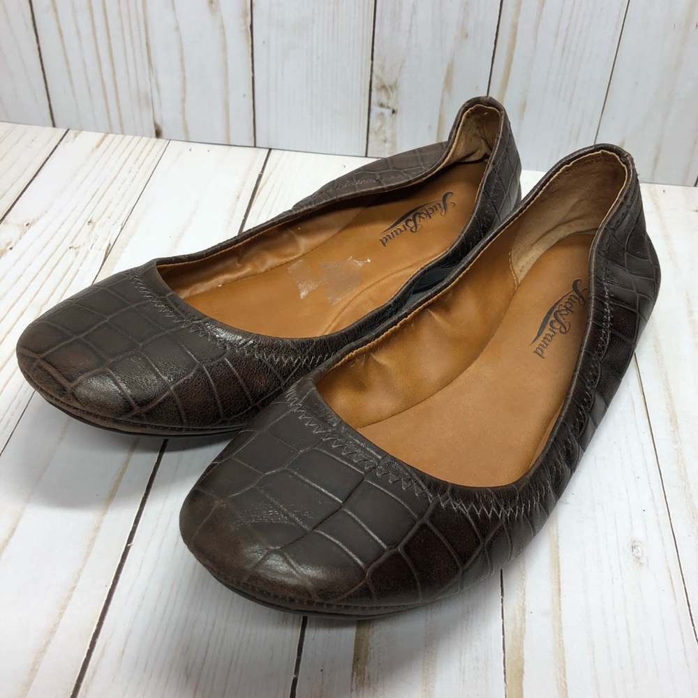 Lucky Brand brown crocodile chocolate flats 8 1/2